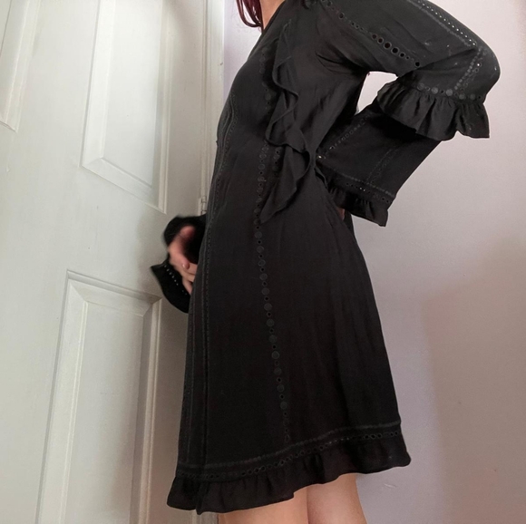 IRO💥New💥Black Long-sleeve Dress with Eyelet Detail - Picture 2 of 12
